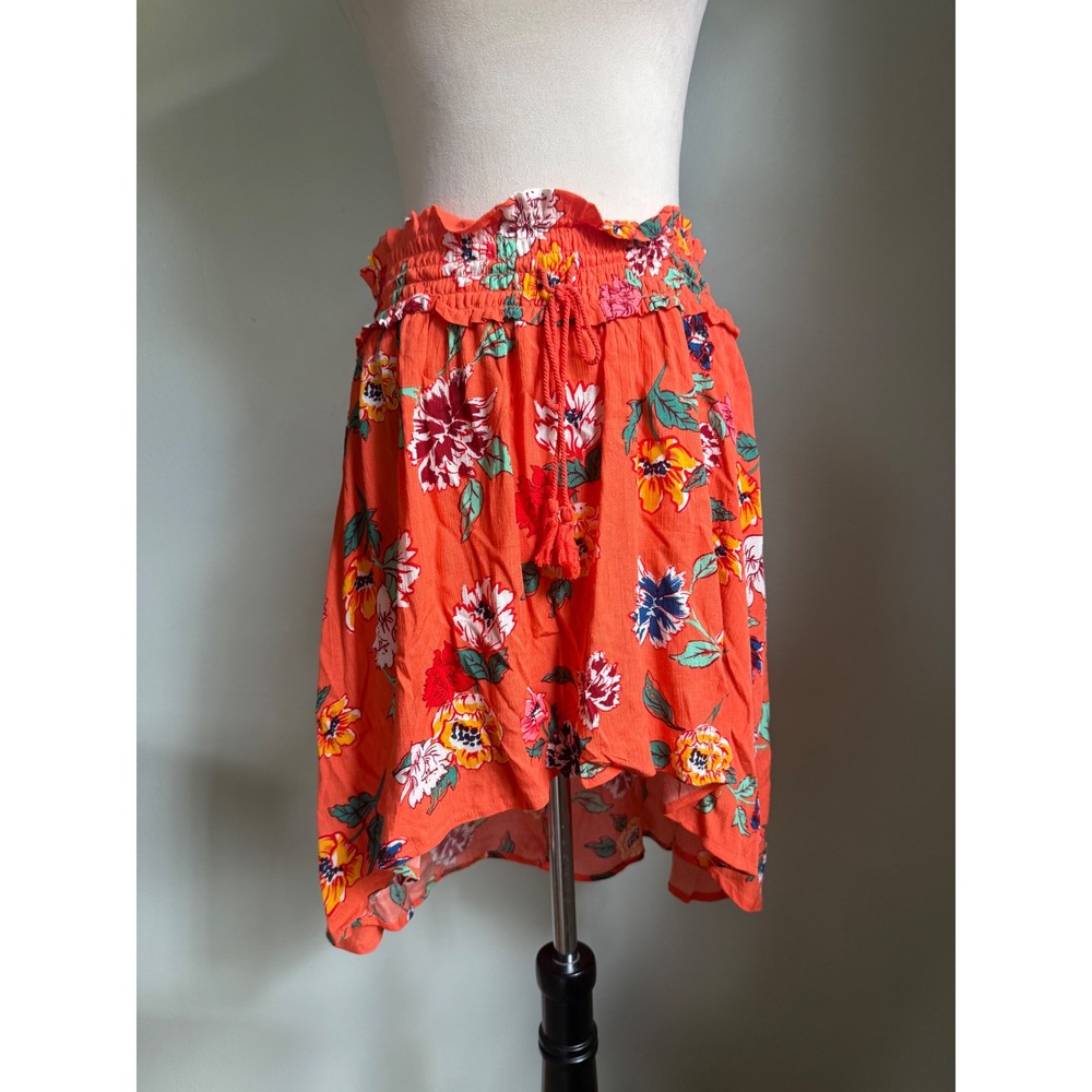 CottonOn Romy Shirred Midi Skirt Lulu Floral Orange Boho High Low M resort y2k b